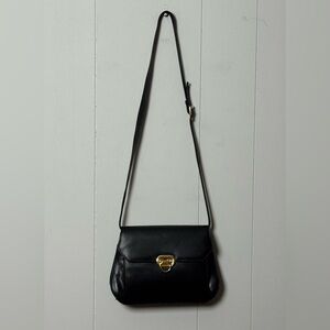 Diamicci Elegant Black Faux Leather Shoulder Bag w/ Gold Buckle and Black Wallet